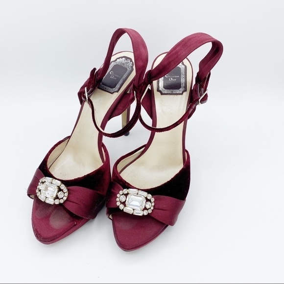 Authentic Dior velvet satin Swarovski heels sz 39 - Picture 1 of 6